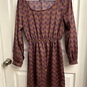 KLD Signature Chevron Long Sleeve Dress